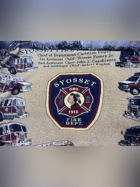 Fire Department Throw Blanket Woven Tapestry USA Cotton Large Fire Fighter